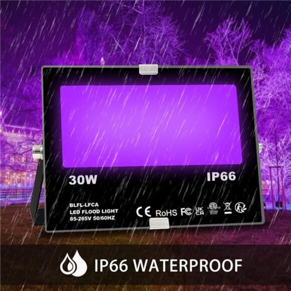 MELPO Black Light 30W LED Blacklight Flood‎ Light Outdoor for Glow Party, - Picture 6 of 8